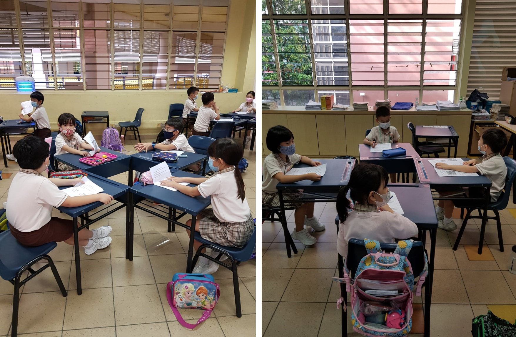 Young students engaged in Productive Talk using Let's Talk cards.